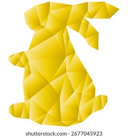 Rabbit icon. Yellow polygon silhouette. Crystal animal Vector. Abstract texture. EPS 10.