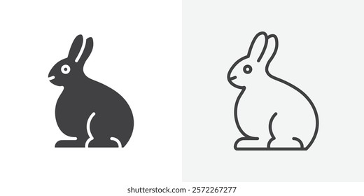Rabbit icons. flat and line style set
