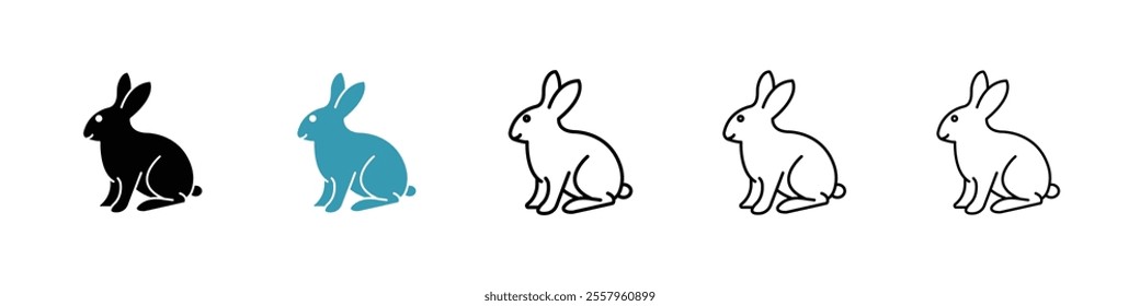 Rabbit icons pack in black and blue.