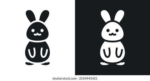 Rabbit icons in solid black and white colors