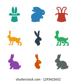 rabbit icons. Trendy 9 rabbit icons. Contain icons such as magic hat. rabbit icon for web and mobile.