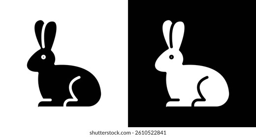 Rabbit icons vector set in solid flat style