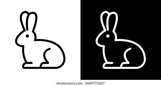 Rabbit icons vector set in stroke line style