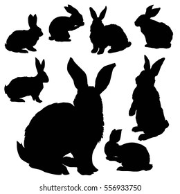 Collection Rabbit Silhouettes Vector Illustration Stock Vector (Royalty ...