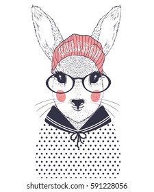 rabbit illustration for apparel