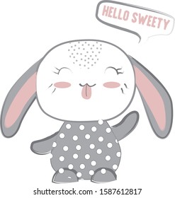 Rabbit illustration for baby clothes