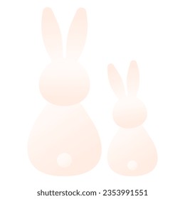 A rabbit illustration. The back of two rabbits sitting. a flat illustration.