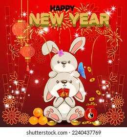 rabbit illustration for chinese new year