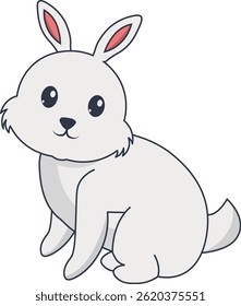 Rabbit Illustration in Cute Cartoon Design. Isolated Vector Character