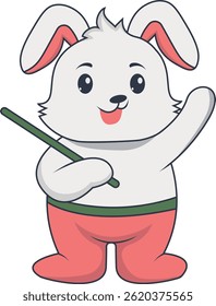 Rabbit Illustration in Cute Cartoon Design. Isolated Vector Character