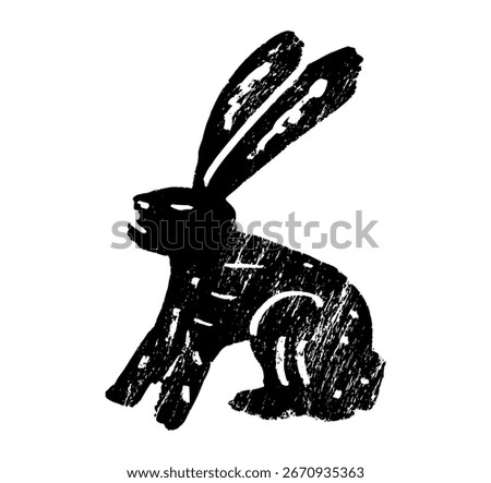 Rabbit illustration. Rabbit drawing. Heraldic rabbit hand drawn illustration in vintage style