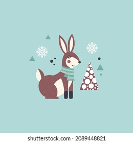 Rabbit illustration. Forest animal. Vector illustration in a flat style