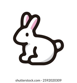 Rabbit illustration icon.Simple vector outline, clipart for graphic design.