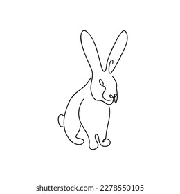 Rabbit illustration in line art style isolated on white