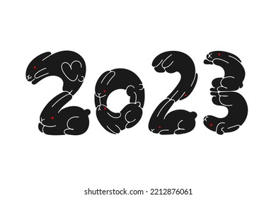 Rabbit illustration material gathered in the shape of 2023