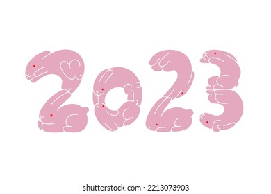 Rabbit illustration material gathered in the shape of 2023