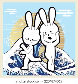 Rabbit illustration for new year logo, notebook, and background