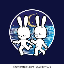 Ilustración de conejo para el logotipo, el bloc de notas y el fondo del año nuevo