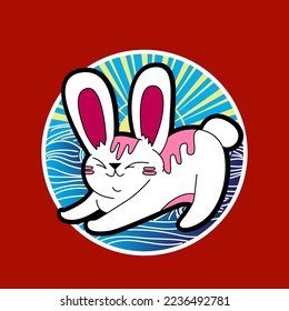 Rabbit illustration for new year logo, notebook, and background