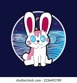 Rabbit illustration for new year logo, notebook, and background