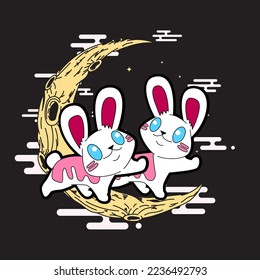 Rabbit illustration for new year logo, notebook, and background