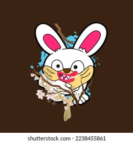 Rabbit illustration for new year logo, notebook, background