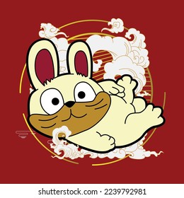 Rabbit illustration for new year logo, notebook, background