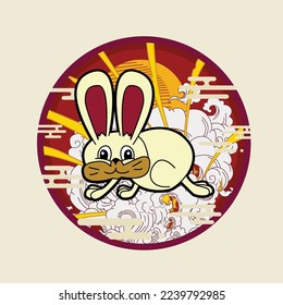 Ilustración de conejo para el logotipo de año nuevo, portátil, fondo