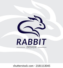 Rabbit illustration on black background. Negative space design. Vector icon template for your logo or corporate identity.