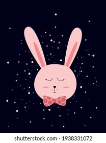 rabbit illustration. rabbit on a dark background