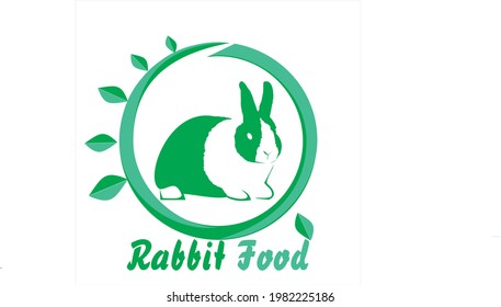 Rabbit illustration on green. Vector icon template for your logo or company identity
