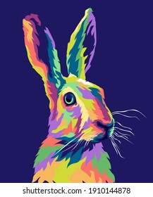 rabbit illustration in pop art portrait