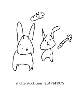 Ilustración de conejo. Vector de garabatos para niños. Imagen Abstractas.