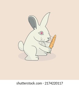 rabbit illustration vector design holding a carrot.