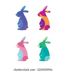 Rabbit illustration vector flat design template eps 10