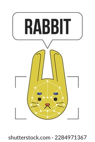 Rabbit image recognition linear flat color vector icon. Editable thin line colour animal on white. Lineart cartoon style spot illustration for web graphic design, animation. Bebas Neue font used