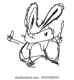 Rabbit image. Vector of children's doodles. Abstract image.