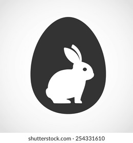 rabbit inside a egg, isolated vector illustration on a white background.