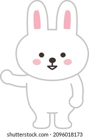 Rabbit introduces something. Vector illustration isolated on a white background.