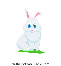 Rabbit isolated on white background, hare icon in cartoon style.