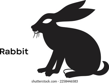 
Siluetas de vector aislado de conejo con fondo blanco 