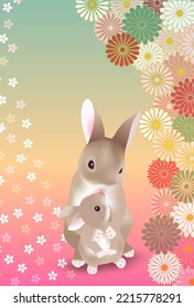 Kaninchen Japanisches Muster Neujahrskartenhintergrund