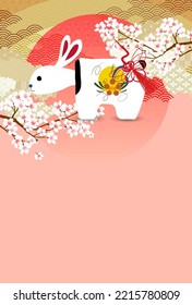 Rabbit Japanese pattern New Year's card background