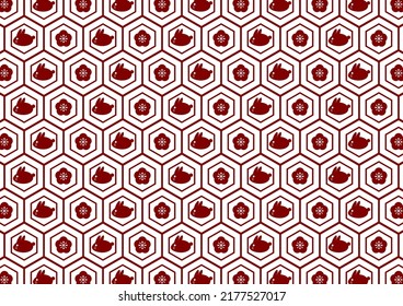 Kaninchen und traditionelles japanisches Muster. Vektorgrafik. Hintergrundmuster-Design.
