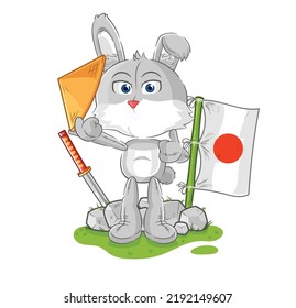 the rabbit japanese vector. cartoon character