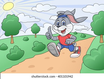 Rabbit is jogging in park 2