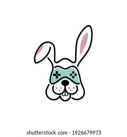 Rabbit joystick game logo. Vector icon design illustration