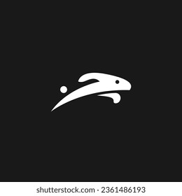 rabbit jump logo icon design template