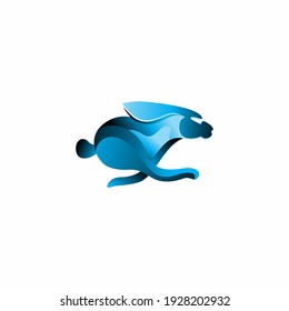 rabbit jump logo vector illustration