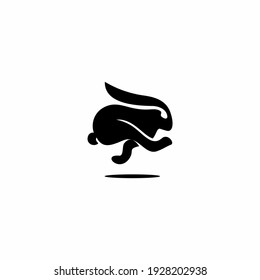rabbit jump logo vector illustration